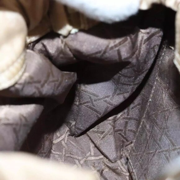 Christian Dior Maris Pearl Hand Bag Nylon Beige Silver Auth - Picture 13 of 16